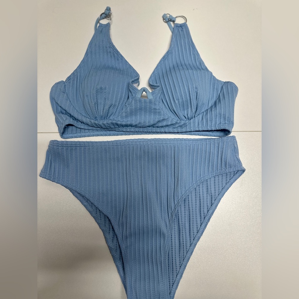 SHEIN Sky Blue and White Bikini Set